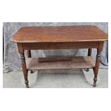 Wood Two-Tier Occasional Table W/Lower Shelf