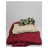Burgandy Comforter, 2 Throws In A Tub