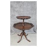 Two Tier Carved Wood Parlor Table