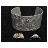 14K Gold Electroplate Ring, Pink Glass Stone