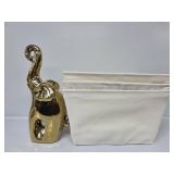 Gold Toned Ceramic Elephant Sculpture, Cloth