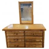 Wooden Log Dresser with Mirror