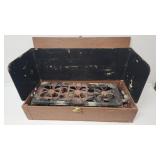 3 Burner Cast Iron Cook Unit  In A Wood Box