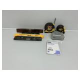 Tape Measures, Levels and Memo Book