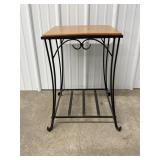 Small Metal Base Wood Top Stand