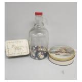 Jug of Buttons, Tins of Sewing