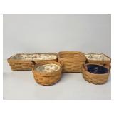 Longaberger Baskets(4), Royce Craft Basket(1)