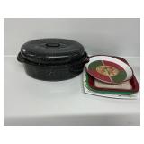 Enamel Pot and Serving Platters