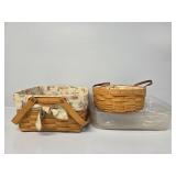 Signed Longaberger Baskets with Floral Fabric
