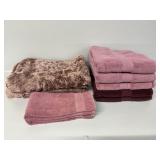 Bath towels-Burgundy (2), Rose (3), hand towels-