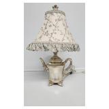Silver Toned Teapot Tabletop Lamp