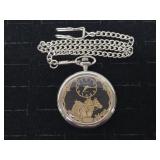 DaVanci Silver Tone Pocket Watch with Gold Toned