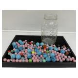 Glass Marbles in Jar