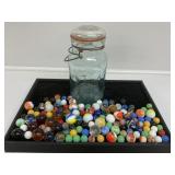 Glass Marbles in Jar