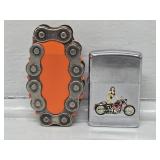 Motorcycle Chain Lighter, Zippo Pin Up Girl with