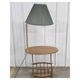 Wooden Side Table with Lamp