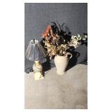 Lamp, Vase With Floral Arrangement
