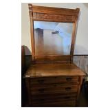 Wooden Chest With Mirror & 3  Drawers