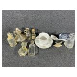 Teacup and Saucer, Art Glass Paperweight, Cruet