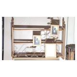 Wooden Rack 3 Shelves, Decorative Metal Collage