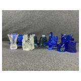Cobalt Blue Tea Light Candle Holder, Bell, Glass