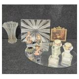 Glass Vase & Serving Plate, Salt N Pepper Shakers