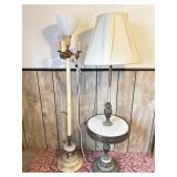 Torchiere Floor Lamp & Floor Lamp W/Marble Table