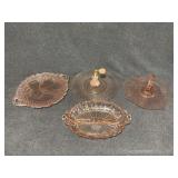 Pink Depression Glass Divided Relish Dish& Tidbit