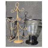 Decorative Metal Tree, Hurricane Candle Holder