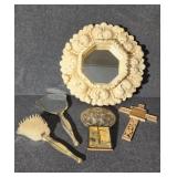 Resin Decorative Mirror, Vanity Set , Flower Frog