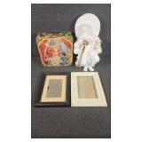 Santa Statue, Christmas Tin Box, Picture Frames