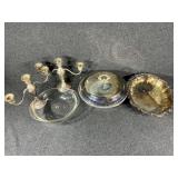 Sterling Candelabra's(2), Silver Plated Bowl
