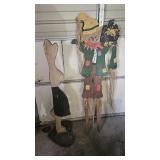 Wooden Scarecrow, Wooden Easter Bunny