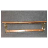 French-style Wooden Wall Rack W/Shelf and Hooks