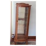 Oak Curved Glass Curio Cabinet 5 Shelves