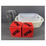 Glass Vase, Plastic Containers, Coffee Cups