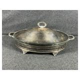 Glass Dish with Silver Toned Base and Lid