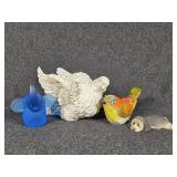 Interpur Blue Glass Elephant, Bird Figurines,