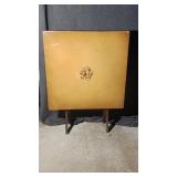 Wooden Card Table With Floral Imprint In The