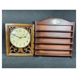 Wooden Wall Clock, Small Knick Knack Shelf