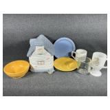 Country House Cookie Jar, Milk Glass Mug,