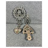 Cast Iron Trivets: Eagle Heart, Spade, W Heart,