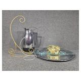 Coffee Carafe, Glass Butterfly Platter, Round