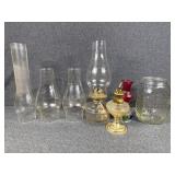 Glass Oil Lamp, Glass Jar, Chimneys (3) , Small