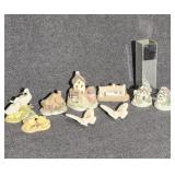 Miniature Ceramic Village Houses & Ducks