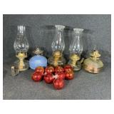 Oil Lamps (5) In A Blue Tub