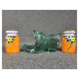 Fenton Green Handpainted Shoe, Japan Handpainted