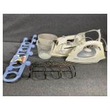 Clothes Irons(2) Plastic Coat Rack, Glass