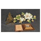 White Magnolia Floral Arrangement, Gold Tree