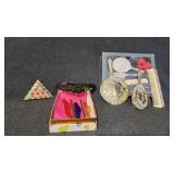 Silverplated 3P Dresser Set, Windchime, Wood Game